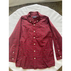 Boys Land End Plaid Button Down Size Large
